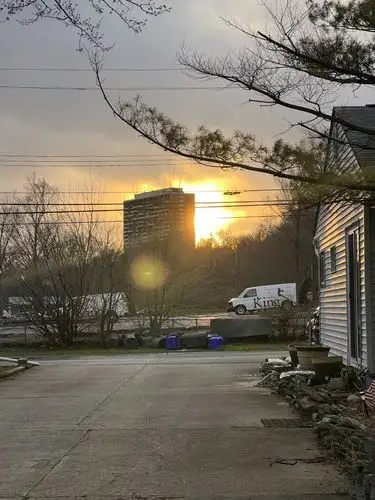 The day's last light, a warm urban goodbye.